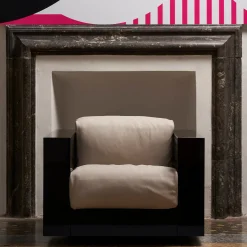 Saratoga White Armchair by Lella and Massimo Vignelli