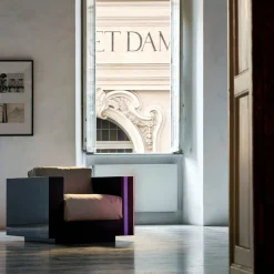 Saratoga White Armchair by Lella and Massimo Vignelli