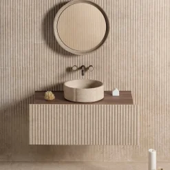 Sartoriale Round Beige Marble Countertop Washbasin