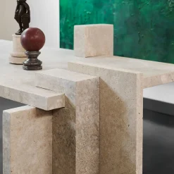 Satin-finished Travertine Desk DsignincMilano x FiammettaV Home Collection