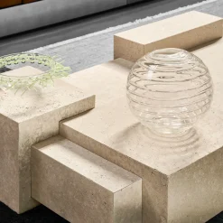 Satin-finished Travertine Coffee Table DsignincMilano x FiammettaV Home Collection