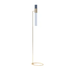 Sbarlusc Glass and Champagne Brass Floor Lamp by Isacco Brioschi