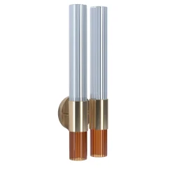 Sbàrlusc Amber Glass & Champagne Brass Double Applique by Isacco Brioschi