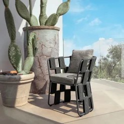 Scacco Dark Gray Dining Armchair by Ludovica & Roberto Palomba