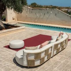 Scacco Round White Pouf by Ludovica & Roberto Palomba