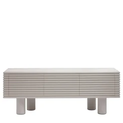Scala Modern White Leather Wood 3 Door Sideboard