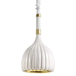 Scalloped White Ceramic Pendant Lamp