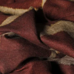 Scilla Patterned Brick-Red & Sand Linen Blanket