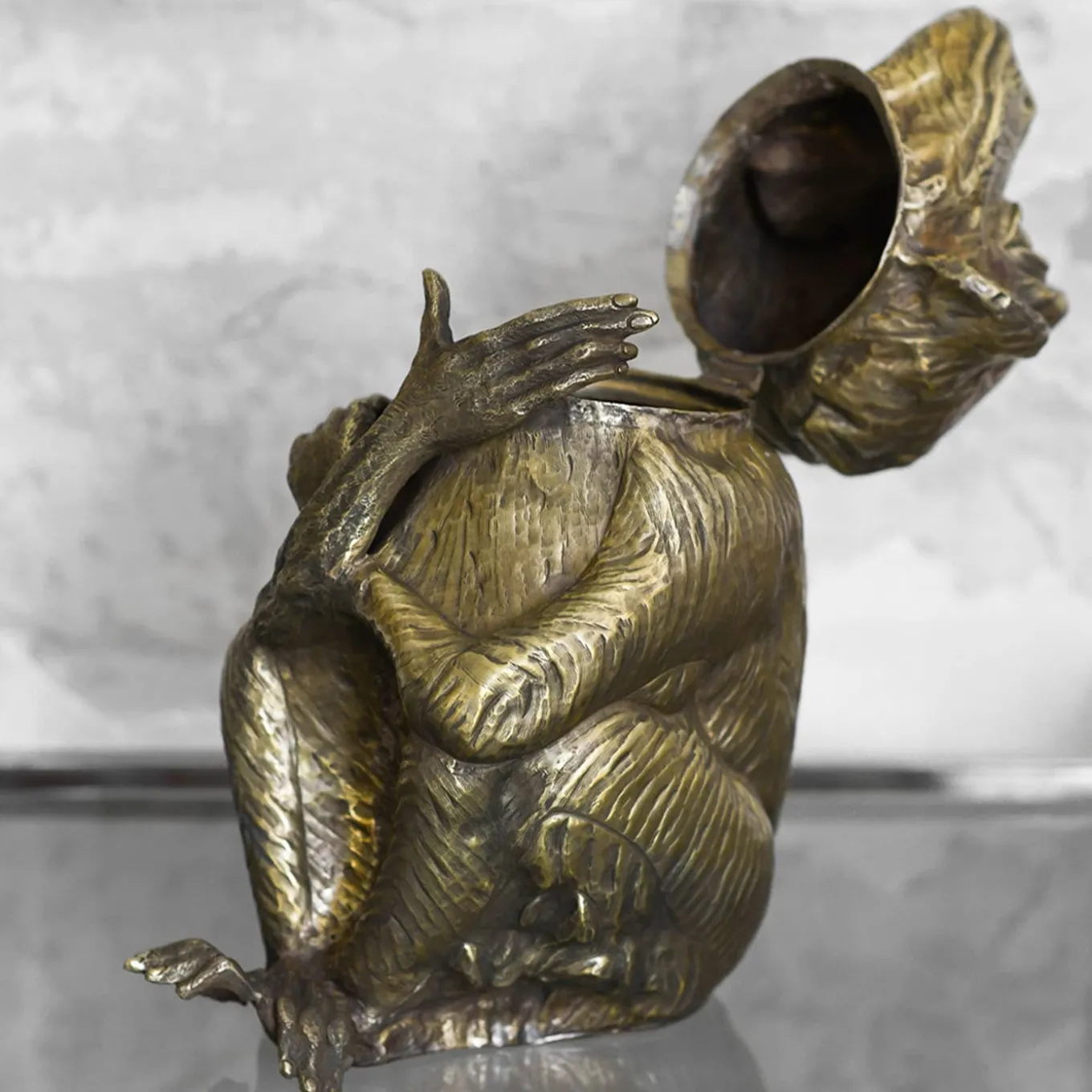 Scimmia Monkey-Shaped Brass Ice Bucket
