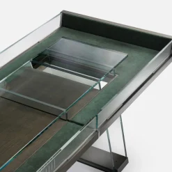 Scivolo 9ft Wood and Glass Shuffleboard Table