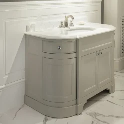 Season White Carrara Marble And Warm Gray Base Vanity Unit