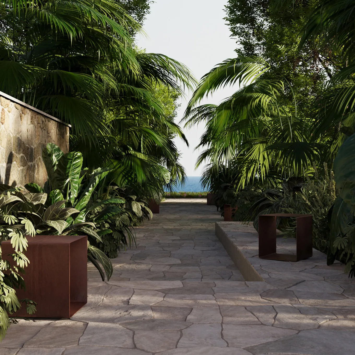 Seipesante Corten Steel Outdoor Floor Lamp