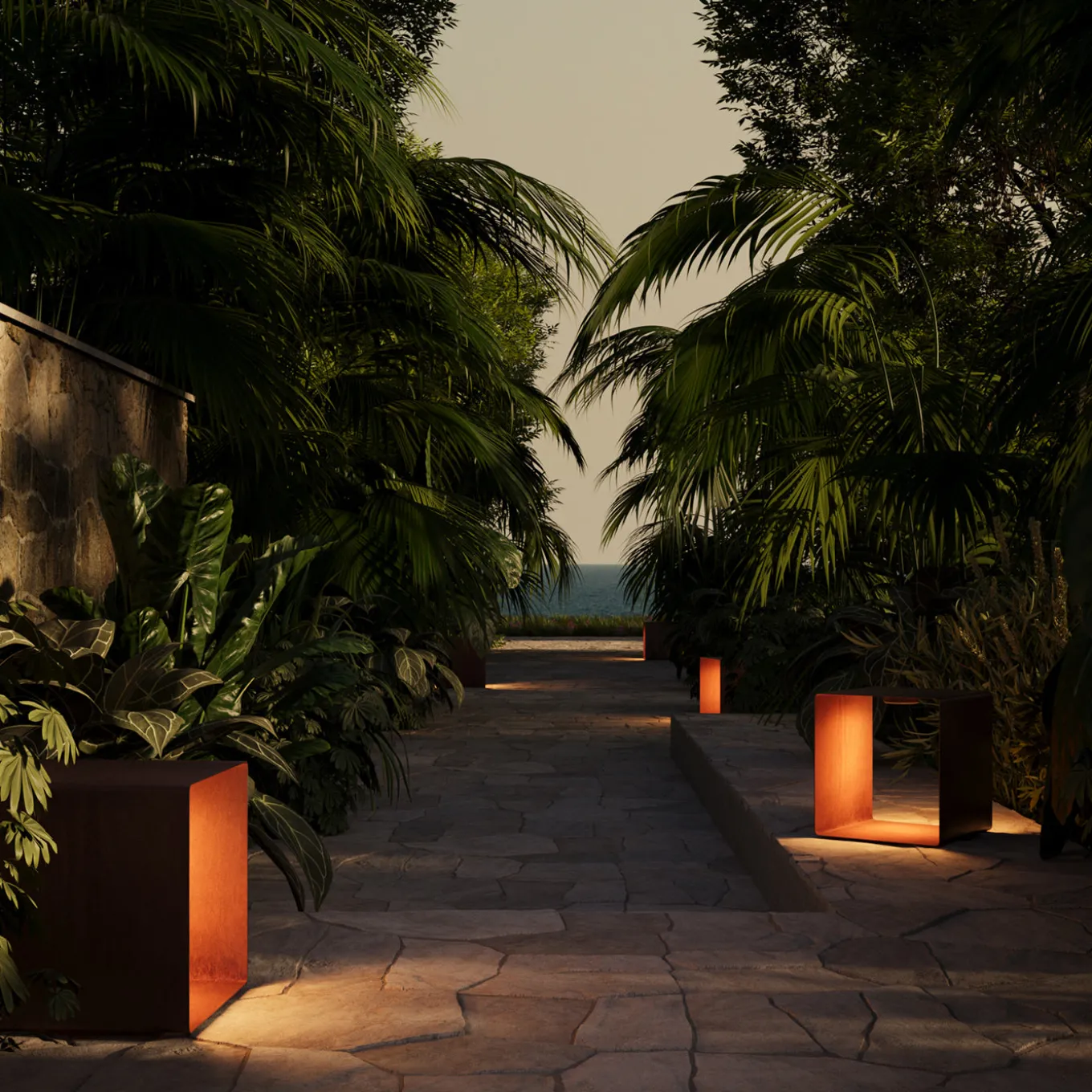 Seipesante Corten Steel Outdoor Floor Lamp