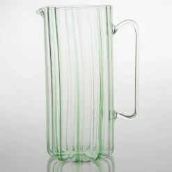 Serlio Loos Green Stripe Glass Pitcher