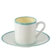 Set of 4 Murrine Yellow Straight Coffee Cups And saucers