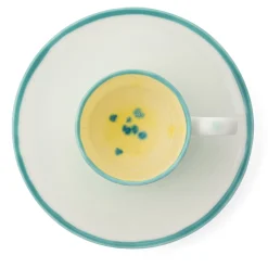 Set of 4 Murrine Yellow Straight Coffee Cups And saucers