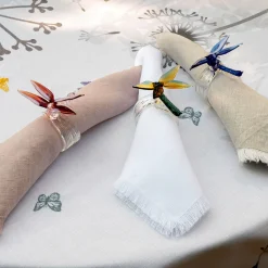 Set of 6 Ali in Volo Napkin Rings with Dragonfly