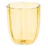 Set Of 4 Amber Petal Water Glasses