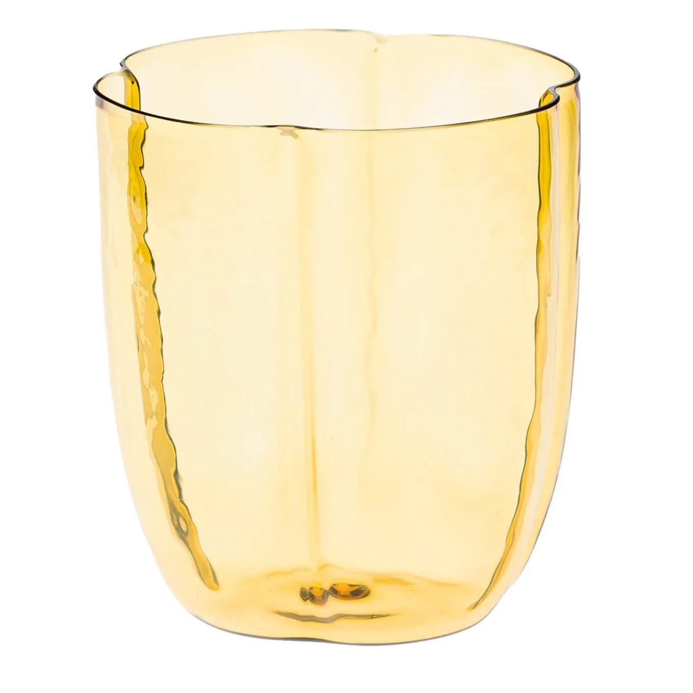Set Of 4 Amber Petal Water Glasses