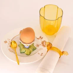 Set Of 4 Amber Petal Water Glasses