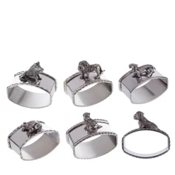 Set of 6 Animal Sterling Silver Napkin Holders