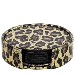 Set of 6 Animalier Leather Coasters