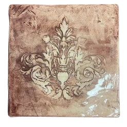 Set of 2 Barocco Square Antiqued-Pink Trivets