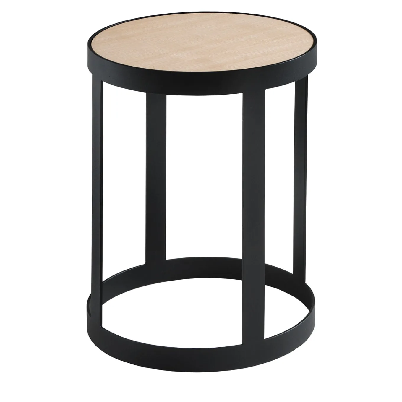 Set of 2 Bea Round Ash & Anthracite-Gray Side Tables