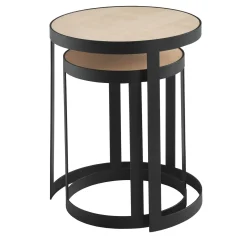 Set of 2 Bea Round Ash & Anthracite-Gray Side Tables
