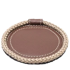 Set of 6 Beige Round Coasters