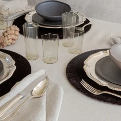 Set of 4 Big Brown Velvet Placemat Covers with Wooden Support