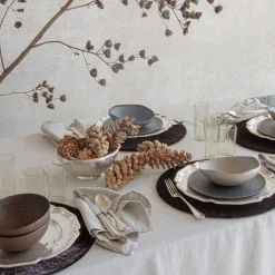 Set of 4 Big Brown Velvet Placemat Covers with Wooden Support