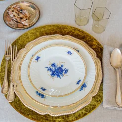 Set of 4 Big Gold Velvet Placemat Covers with Wooden Support