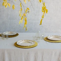 Set of 4 Big Gold Velvet Placemat Covers with Wooden Support