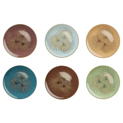 Set of 6 Birds of Paradise Gold Dessert Plates