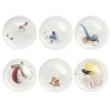 Set of 6 Birds of Paradise white dinner plates