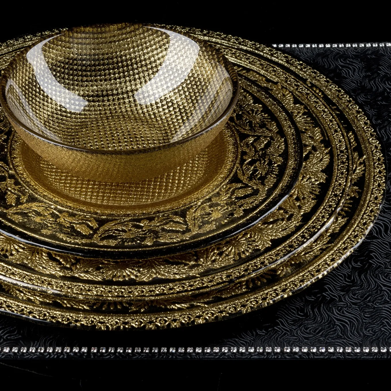 Set of 2 Black & Gold Bowls