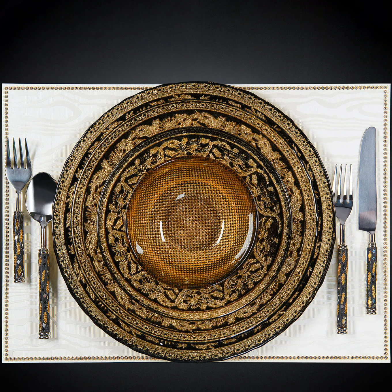 Set of 2 Black & Gold Bowls