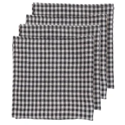 Set of 4 Black and White Linen Napkins
