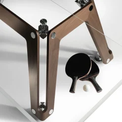 Set of 2 Black Leather Ping-Pong Rackets and Balls