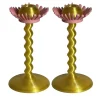 Set Of 2 Blooming Gold And Pink 3D Printed Candle Holders