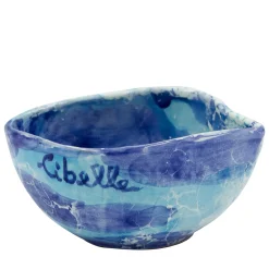 Set of 4 Blue Marble Motif Ceramic Ice-Cream Bowls
