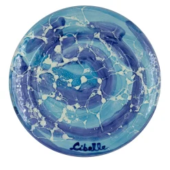 Set of 4 Blue Marble Motif Ceramic Dessert Plates