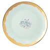 Set of 2 Blue Marble Turquoise Dessert Plates with Dripping-Like Rim