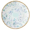 Set of 2 Blue Marble Turquoise Dessert Plates with Crackled Rim