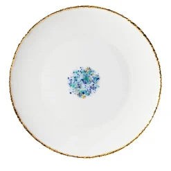 Set of 2 Blue Marble White Dinner Plates with Crackled Rim