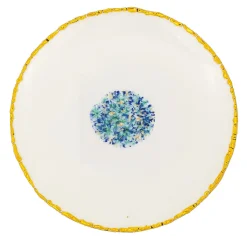 Set of 2 Blue Marble White Dessert Plates with Crackled Rim