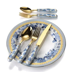 SET OF 3 BLUE ROSES DINING CUTLERY