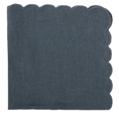 Set Of 4 Blue Scalloped Napkins