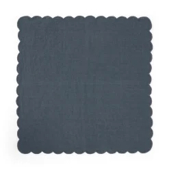 Set Of 4 Blue Scalloped Napkins